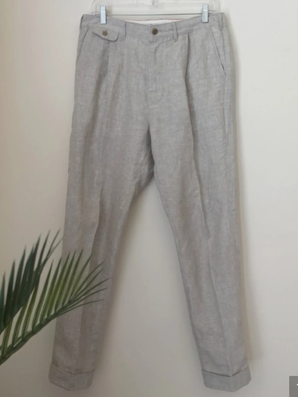 Alex Mill Men's High Rise Light Gray Linen Trouser 34x28